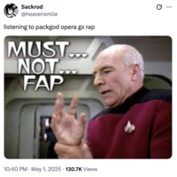 A "tweet":https://knowyourmeme.com/memes/sites/twitter-x about "Packgod's":https://knowyourmeme.com/memes/people/packgod Opera GX "rap":https://knowyourmeme.com/memes/cultures/rap-hip-hop song.