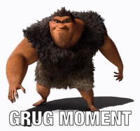The original Grug Moment "meme":https://knowyourmeme.com/memes/memes showing _The Croods_ character Grug with a bottom "Impact":https://knowyourmeme.com/memes/impact font caption reading, "GRUG MOMENT," in all caps.