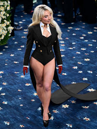 Sabrina Carpenter in her 2025 Met Gala outfit edited to look like Kasumi Yoshizawa from _Persona 5_.