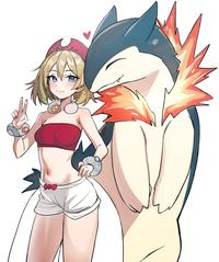 Irida and Typhlosion (by Kiritzugu)