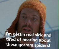 I'm gettin real sick and tired of hearing about these gorram spiders!