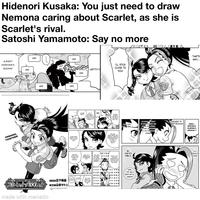Hidenori Kusaka: You just need to draw Nemona caring about Scarlet, as she is Scarlet's rival. Satoshi Yamamoto: Say no more ALRIGHT! EVERYONE'S BUZZING! LIKE ONWARDS, TOGETHER! LIKE LIKE LIKE LIKE LIKE LETTY I'LL STICK CLOSE TO YOU! IS IT BECAUSE YOU'RE SIMPLE A RIVAL ORA YOU FINALLY TRUST ME AS THERE'S NO NEED FOR ME TO BE WARY WITH YOU EVERYTHING ABOUT YOU 15 OUT IN THE OPEN THE ONLY THING INSIDE THAT HEAD OF YOURS IS POKEMON BATTLES. YOU DON'T TRY HIDE IT NEITHER I WAS JUST TELLING YOU WHAT I THOUGHT ARE YOU PRAISING ME OR MOCKING ケットモンスターSP I NEVER シナリオ 日下秀吉 「スカーレットオレット 山本サトシ made with mematic BEING WITH ME! THEY CAN BE USEFU PROPERLY xxx AND THEN... AND THEN...! PEOPLE LIKE YOU ARE HARMLESS AS LONG AS YOU PUT UP WITH MY COVETED RIVAL PHEW.. THAT WAS A GREAT BATTLE... NEMONA AS LONG AS LETTY IS CHALLENGING THE GYMS. SHE COULD BECOME INTERESTED IN THE POKEMON LEAGUER NO NEED TO RUSH, NEMONA! THAT'S WHY... URGH... RESTRAIN YOURSELF, NEMONA~! I'LL FINALLY HAVE