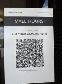 PARK CITY CENTER PARKCITYCENTER.COM/HOURS MALL HOURS SCAN TO VIEW MALL HOURS AIM YOUR CAMERA HERE STORE AND RESTAURANT HOURS MAY VARY. 350-GEN-HRCLG-1076 Park City Center