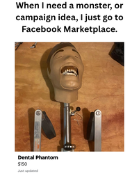 DISTRICT DALLAS COUNTY When I need a monster, or campaign idea, I just go to Facebook Marketplace. Dental Phantom $150 Just updated Ο
