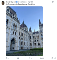 Neeraj Kapoor ⭑@neejkapoor - Apr 30 My American mind can't comprehend this. 11 27 3 tl 86 ☐ 1