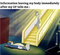 Information leaving my body immediately after my GF tells me :