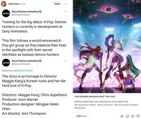 Several internet users reacted to the film _K-Pop Demon Hunters_ when it was first announced, with Tumblr user @ankle-beez posting a now-deleted Sony Animation tweet about the film, gathering over 1,000 notes in four years.