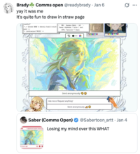 "Fan art":https://knowyourmeme.com/memes/cultures/fan-art of "Link":https://knowyourmeme.com/memes/link--2 sent over Straw.Page.