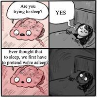 Are you trying to sleep? 000 Ever thought that to sleep, we first have to pretend we're asleep? YES