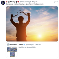 An outraged "quote-tweet":https://knowyourmeme.com/memes/quote-retweets-qrts to the controversial "StoneToss":https://knowyourmeme.com/memes/subcultures/stonetoss comic aimed at the suicide of trans "Twitter / X":https://knowyourmeme.com/memes/sites/twitter-x user @burntfishie (Charlotte Fosgate).