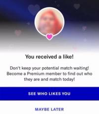 A notification from a dating app that you received a like. The profile picture is blurry.