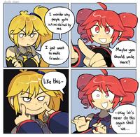 doodly sheery I wonder why people gets intimidated by me I just want to make Friends... Maybe you should smile more? like this- -Okay let's mever do this shall again we...