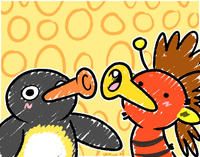 Dugga Doo and Pingu together. They are making sweet sounds.