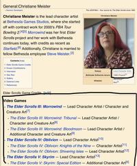 2008	Fallout 3	Additional Character Animator / Artist
2015	Fallout 4	Character Artist
2018	Fallout 76	Character Artist
Other work
Year	Title	Credited as/for
2002	The Elder Scrolls III: Morrowind	Lead Character Artist
2006	The Elder Scrolls IV: Oblivion		Lead Character Artist