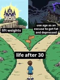 lift weights OR 38844 use age as an excuse to get fat and depressed life after 30