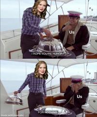 A meme using a scene from "Nathan For You" where Nathan reveals nothing on a serving plate. The meme is about the book series "A Court Of Thorns and Roses."