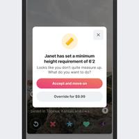 Janet has set a minimum height requirement of 6'2 Looks like you don't quite measure up. What do you want to do? Accept and move on Override for $9.99 based in Topeka, Kansas and I wa... g X