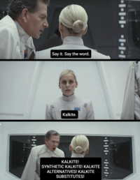 Redditor /u/HAZMAT_Eater posted a meme about Orson Krennic saying "kalkite" to the /r/Andor subreddit, gathering over 600 upvotes in a week.