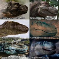 Tyrannosaurus Rex (1999) Tyrannosaurus Rex (2025) Tarbosaurus (2002) Albertosaurus (2025) Gorgosaurus (2013) Gorgosaurus (2025)