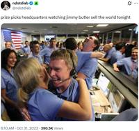 ndotdiab @ndotdiab prize picks headquarters watching jimmy butler sell the world tonight 6:10 AM Oct 31, 2023 390.5K Views