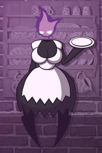 I'm probably one of the few artists who's ever attempted to draw any of the characters in this game besides the main girl herself. This ghost enemy chucks plates and spins at Sybil if she gets too close.

<a href="https://www.newgrounds.com/art/view/liquidfreakstudios/handmaiden-from-pseudoregalia">HD version on Newgrounds</a>