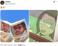 A tweet sharing a photo of pedro pascal as a beekeeper. 