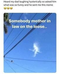 Heard my dad laughing hysterically so asked him what was so funny and he sent me this meme Somebody mother in law on the loose..