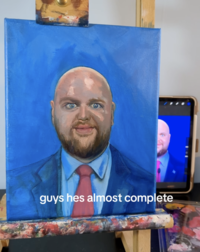 A painting of the Bald "J.D. Vance":https://knowyourmeme.com/memes/people/jd-vance meme, from a "TikToker":https://knowyourmeme.com/memes/sites/tiktok named @helpijustpoopiedmypants.