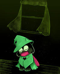 Ralsei sleeping in his empty room
