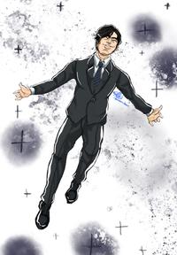 A "redraw":https://knowyourmeme.com/memes/redraw of the "Wally West Pose":https://knowyourmeme.com/memes/wally-west-pose-wally-west-soloing, showing the Subway Slammer from _P5X_.