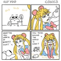 JAY YOO GLG GLG GLG WHAT'RE You LOOK'N AT BUDDY? HUH? YOU THINK SAVING THE WORLD IS EASY? COMICS