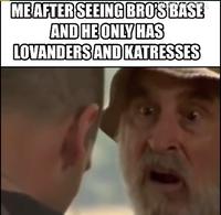 ME AFTER SEEING BRO'S BASE AND HE ONLY HAS LOVANDERS AND KATRESSES