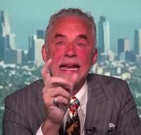 An image of Jordan Peterson crying with a red face during his interview with Piers Morgan in 2025.
