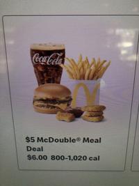 Coca-Cola $5 McDouble® Meal Deal $6.00 800-1,020 call