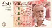 X user @Agitate4Change posted a version of a 50-pound note edited to show Jeremy Corbyn, gathering over 1,500 likes in a day.
