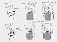 cool Girls with short hair boys with long hair OMG!!!! hair covers eyes