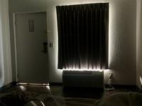 This hotel has bright lights on, it's 3am