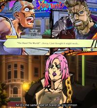 Okuyasu "The Hand The World!"...Sorry, I just thought it might work... So it's the same type of Stand as king crimson SON ✓ Next