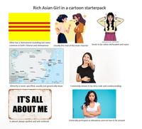 Rich Asian girl in a cartoon starterpack | /r/starterpacks
