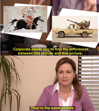 17 Corporate needs you to find the differences between this picture and this picture. They're the same picture.