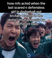 A "meme":https://knowyourmeme.com/memes/memes from "TikTok":https://knowyourmeme.com/memes/sites/tiktok using the celebration scene in "_Squid Game_":https://knowyourmeme.com/memes/subcultures/squid-game season 2, when "Seong Gi-hun":https://knowyourmeme.com/memes/seong-gi-huns-id-photo (Player 456) is cheering and celebrating with other players.