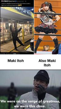 Maki Itoh @maki_itoh 1d I went to Waffle House for the first time to see a fight but nothing happened WAFFLE HOUSE MOBILE ORDERING **** 5:41 PM 15 Jun 25 3.5M Views ESS Maki Itoh Also Maki Itoh We were on the verge of greatness, we were this close.
