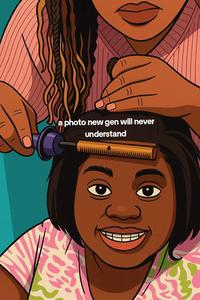 An AI-generated frame from a viral video captioned, "New gen will never understand this pic." The frame is from the "mama that burn":https://knowyourmeme.com/memes/mama-that-burn video.