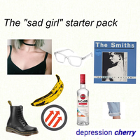 The "sad girl" starter pack G The Smiths "HAT FUL OF HOLLOW" BACARDI SUORBERRY REITERATERAL PLA CHARACTER 1862 So Plas depression cherry