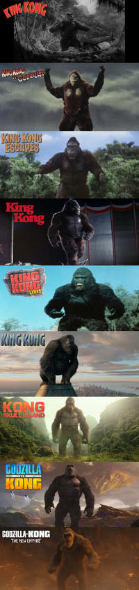 KING KONG KING KONG VS. CODZILLA KING KONG ESCAPES King Kong KING KONG LIVES KING KONG KONG SKULL ISLAND VS. GODZILLA KONG GODZILLA-KONG THE NEW EMPIRE