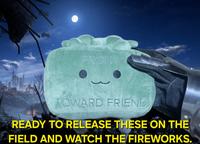 FRONT TOWARD FRIEND READY TO RELEASE THESE ON THE FIELD AND WATCH THE FIREWORKS.