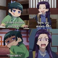 味 "I'm here to steal your heart." "Aww, you already did." "Then sell it." "Ha?"