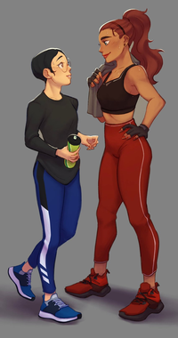 Carmen and Julia: Workout clothes