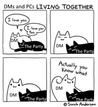 DMs and PCS LIVING TOGETHER I love you. I love you too. DM. The Party DM The Party Actually you Know what པོ་མ DM DM The Party The Party Sarah Andersen