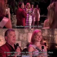 ANDIY HOD SIOWITTE Describe your perfect date. RHO A sunset hike, a cozy dinner by candlelight, then we talk about glup shittos under the stars.